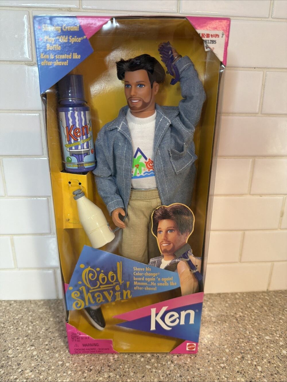 Cool Shavin Ken Doll Old Spice Shaving Cream Scented Beard Mattel NIB